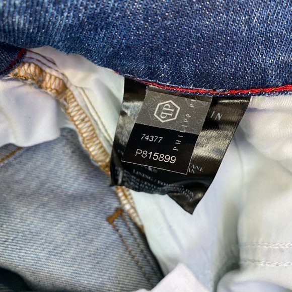 Philipp Plein Men's Blue Straight Leg Tiger Jeans - Picture 8 of 8